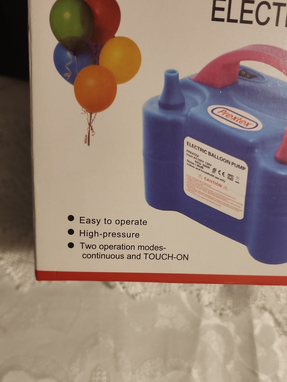 Prextex Electric Balloon Pump - Blue and Pink - Picture 2 of 3